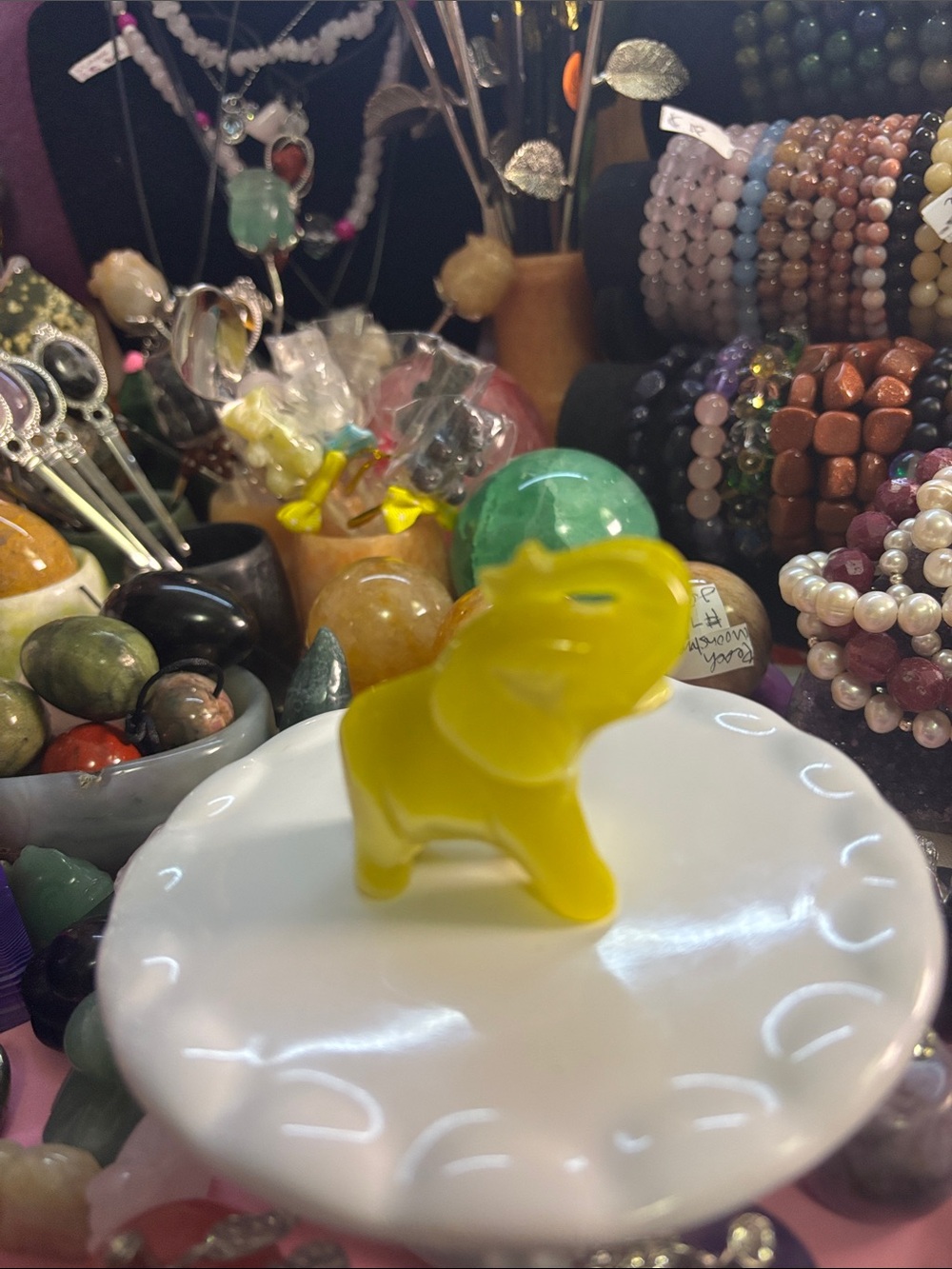 Glossy Lemon Jade Elephant Figurine - Playful Accent